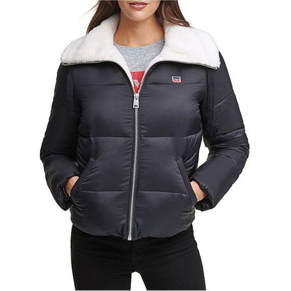 Levi's Jackets \u0026 Coats | HP Levi's Microfiber Heavyweight Black Puffer Jacket S | Color: Black/White | Size: S | Sonyg74's Closet